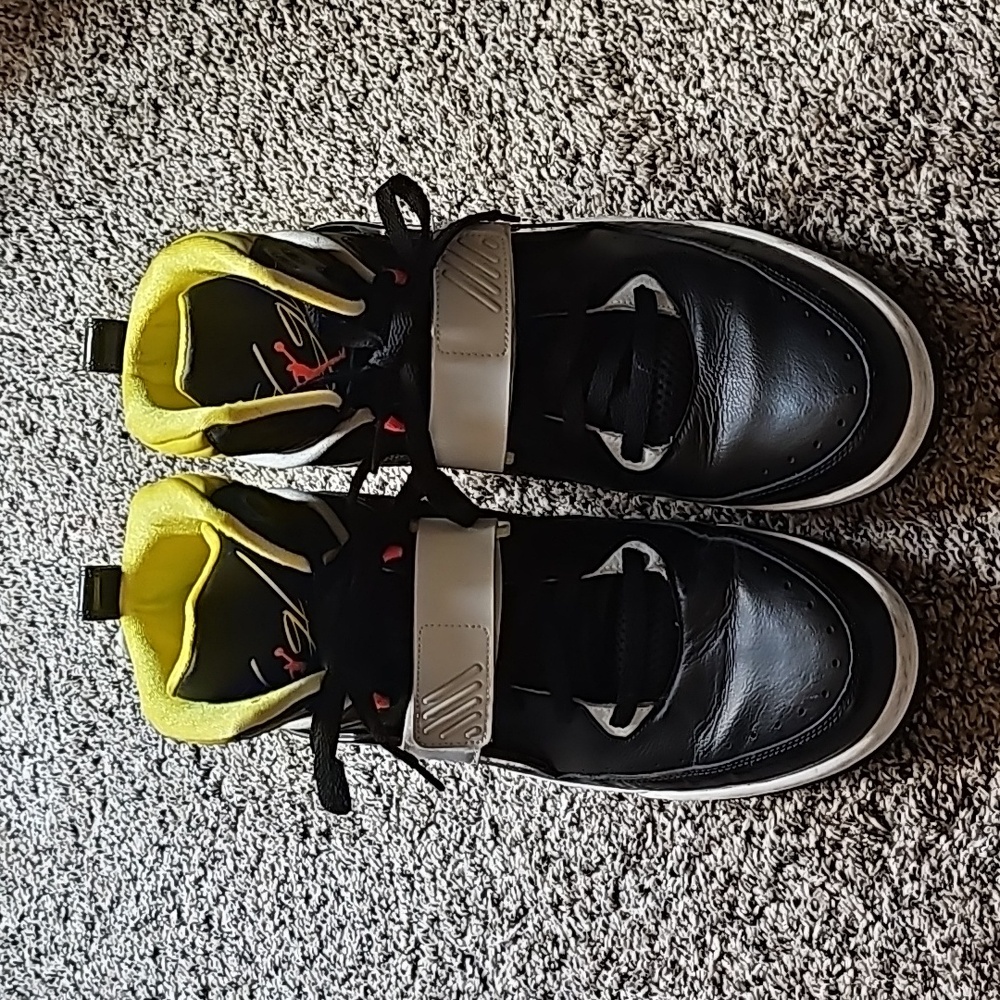 Mens black white yellow Jordan sneakers size 13